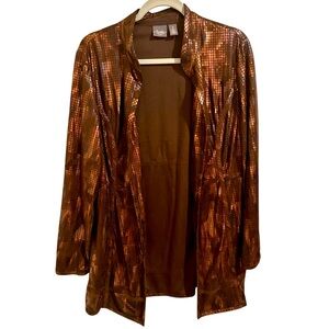 Travelers Collection by Chico's Lightweight Animal Print Open Front Jacket, L